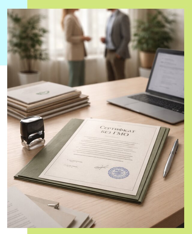 Сертификат без ГМО в Дзержинском от 7676 р. оформить срочно Алешин-Дзж